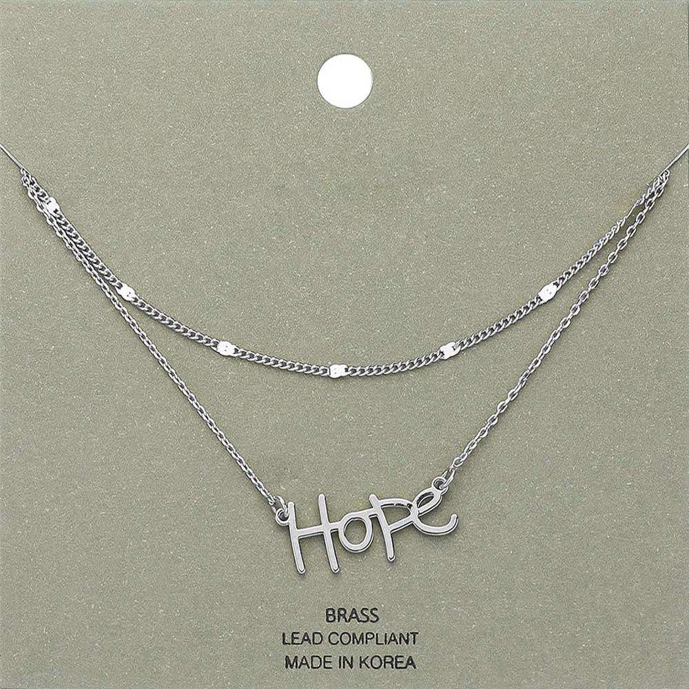 Brass Metal Hope Pendant Layered Necklace - Madeline Love - Flyclothing LLC
