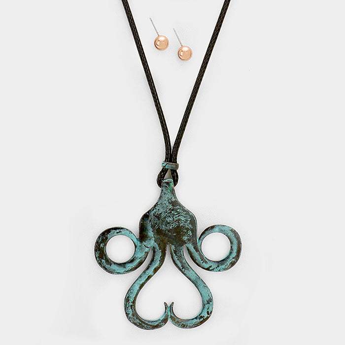 Cord Mustache Burnished Metal Pendant Necklace - Madeline Love - Flyclothing LLC