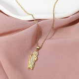 Stainless Steel Stone Paved San Judas Pendant Necklace - Madeline Love - Flyclothing LLC