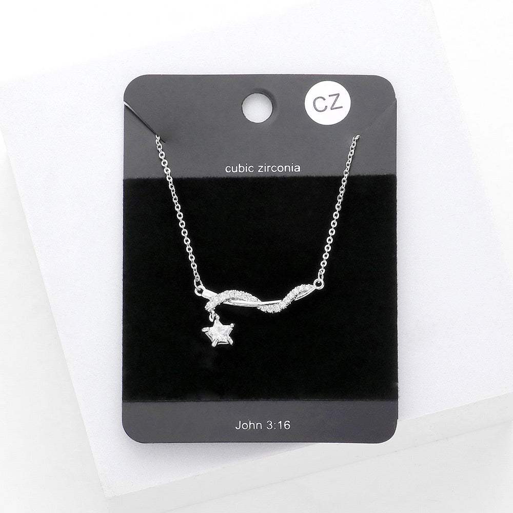 CZ Star Accented Pendant Necklace - Madeline Love - Flyclothing LLC