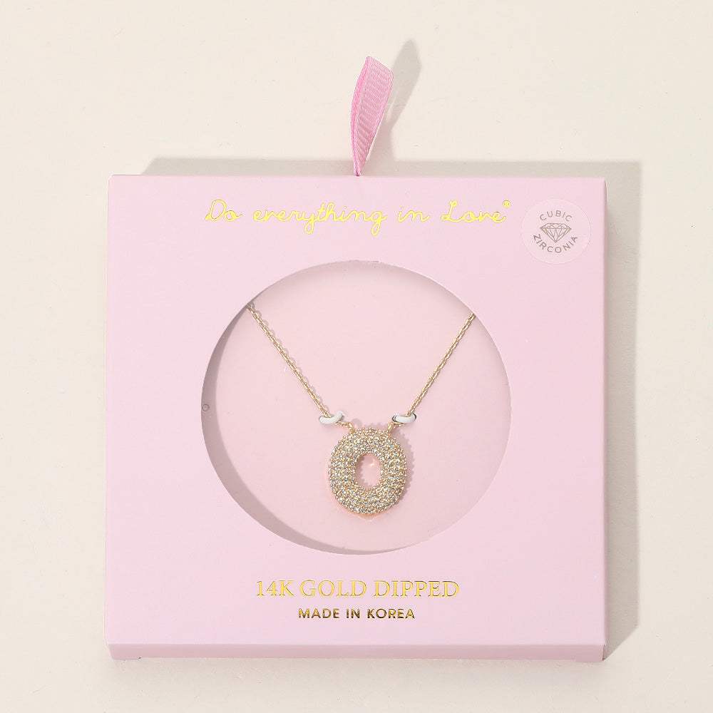 -O- 14K Gold Dipped CZ Stone Paved Initial Monogram Pendant Necklace - Madeline Love - Flyclothing LLC