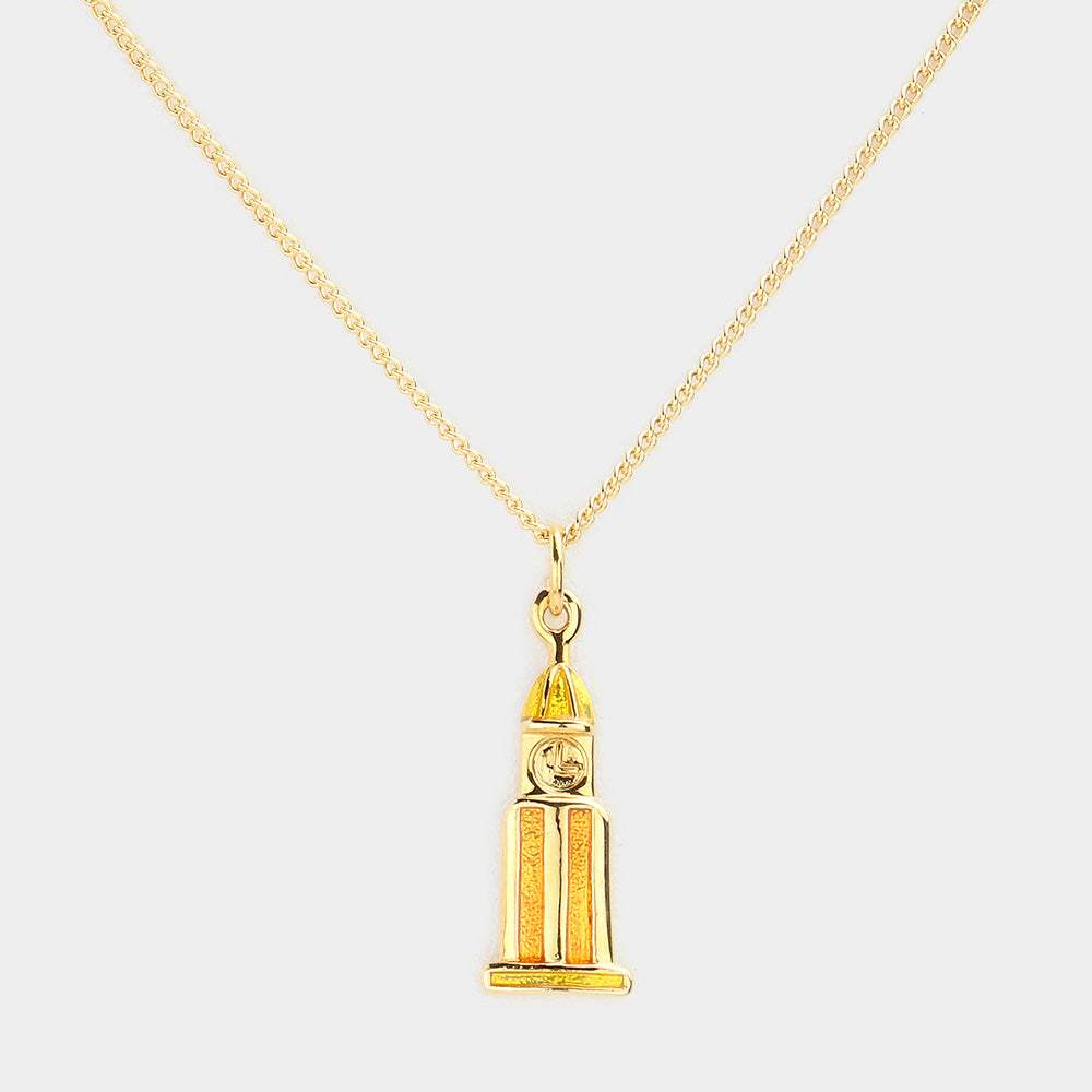 Golden clock tower pendant necklace - Madeline Love - Flyclothing LLC