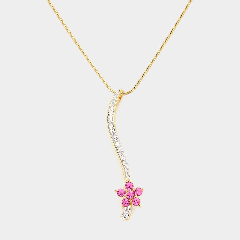 Crystal Flower Pendant Necklace - Madeline Love - Flyclothing LLC