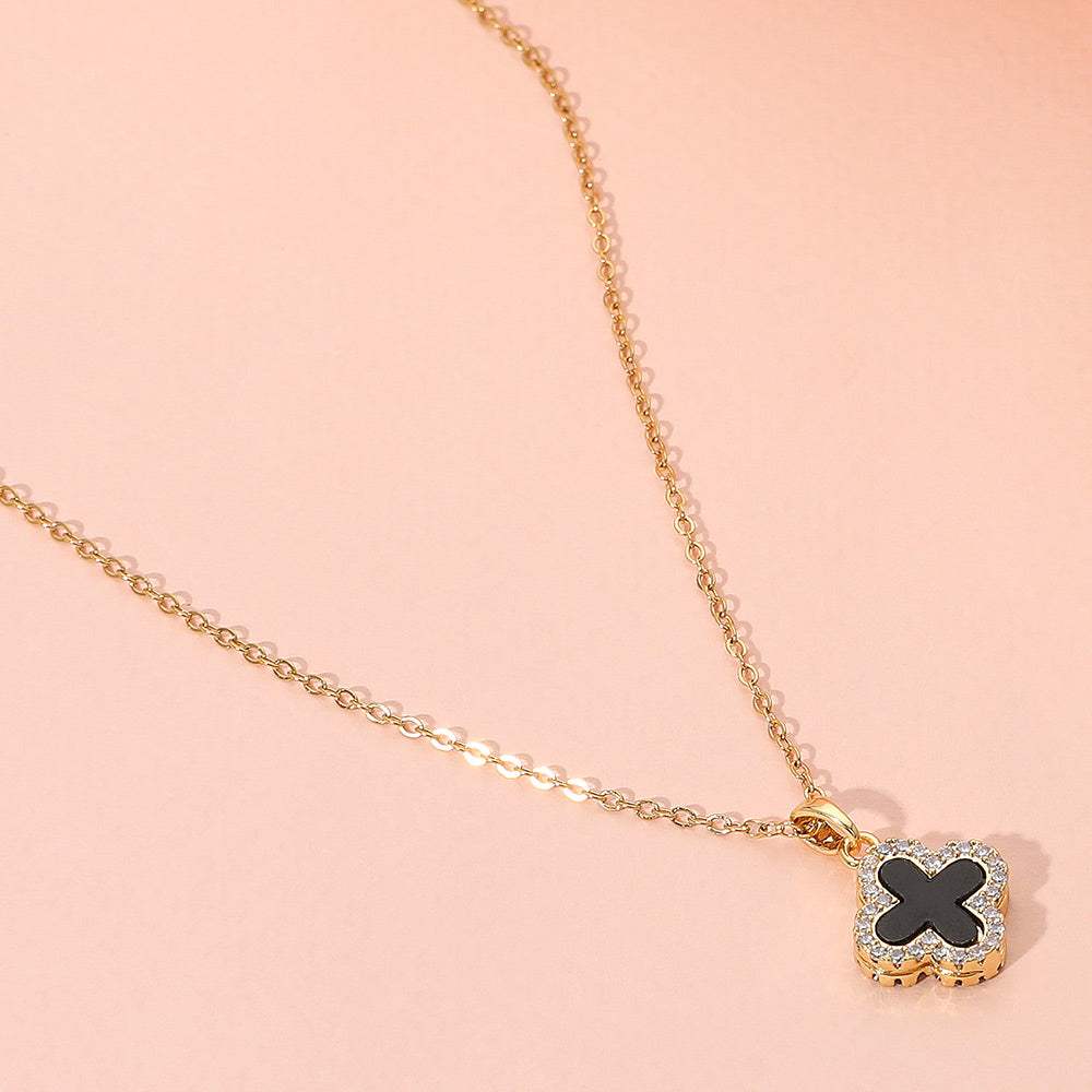 Reversible Stainless Steel Quatrefoil Pendant Necklace - Madeline Love - Flyclothing LLC