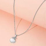 Stainless Steel Stone Paved Starfish Mother of Pearl Sea Shell Pendant Necklace - Madeline Love - Flyclothing LLC