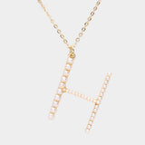 H - Pearl Statement Initial Monogram Pendant Necklace - Madeline Love - Flyclothing LLC