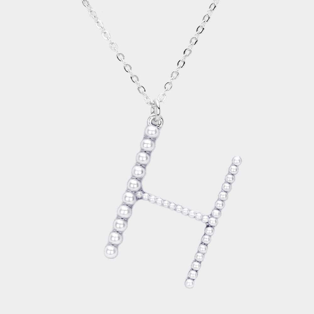 H - Pearl Statement Initial Monogram Pendant Necklace - Madeline Love - Flyclothing LLC