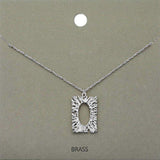Brass Metal Rectangle Pendant Necklace - Madeline Love - Flyclothing LLC