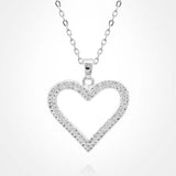 Stainless Steel CZ Stone Paved Open Heart Pendant Necklace - Madeline Love - Flyclothing LLC