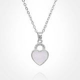 Stainless Steel CZ Stone Accent Mother of Pearl Heart Pendant Necklace - Madeline Love - Flyclothing LLC