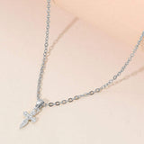 Stainless Steel Mini CZ Stone Pave Cross Pendant Necklace - Madeline Love - Flyclothing LLC