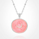 Stainless Steel Swirl Enamel Tilted Crescent Embossed Pendant Necklace - Madeline Love - Flyclothing LLC