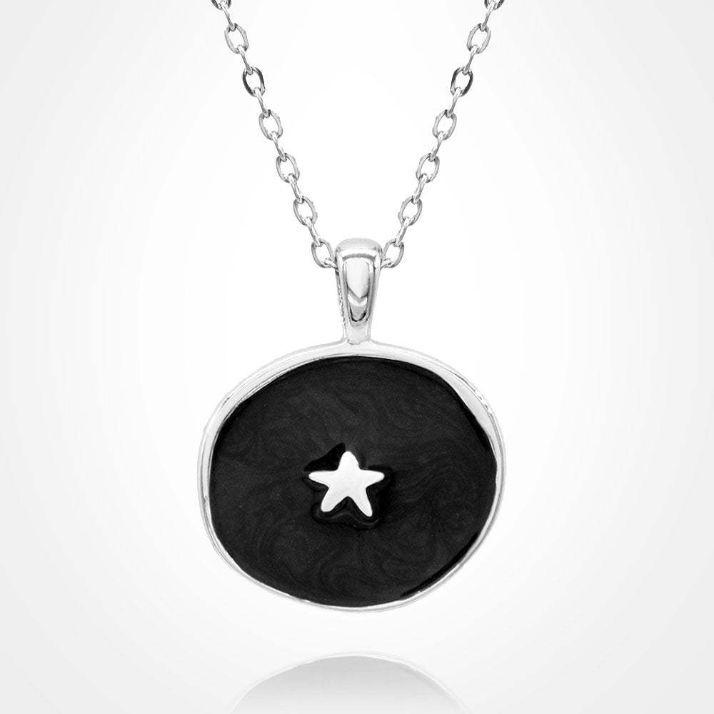 Stainless Steel Swirl Enamel Star Embossed Pendant Necklace - Madeline Love - Flyclothing LLC