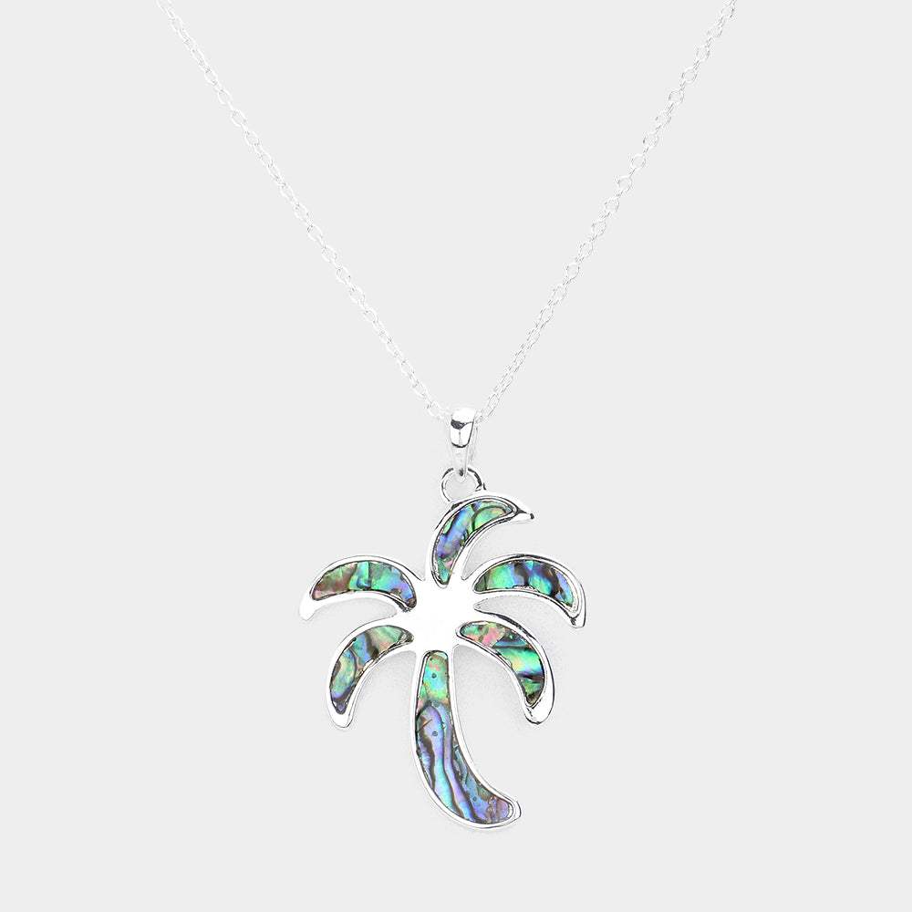 Abalone Palm Tree Pendant Necklace - Madeline Love - Flyclothing LLC