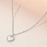 Stainless Steel CZ Trim Mother of Pearl Heart Pendant Necklace - Madeline Love - Flyclothing LLC