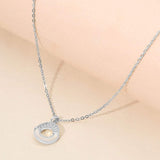 Stainless Steel CZ Pave Mother of Pearl Detail Open Circle Pendant Necklace - Madeline Love - Flyclothing LLC