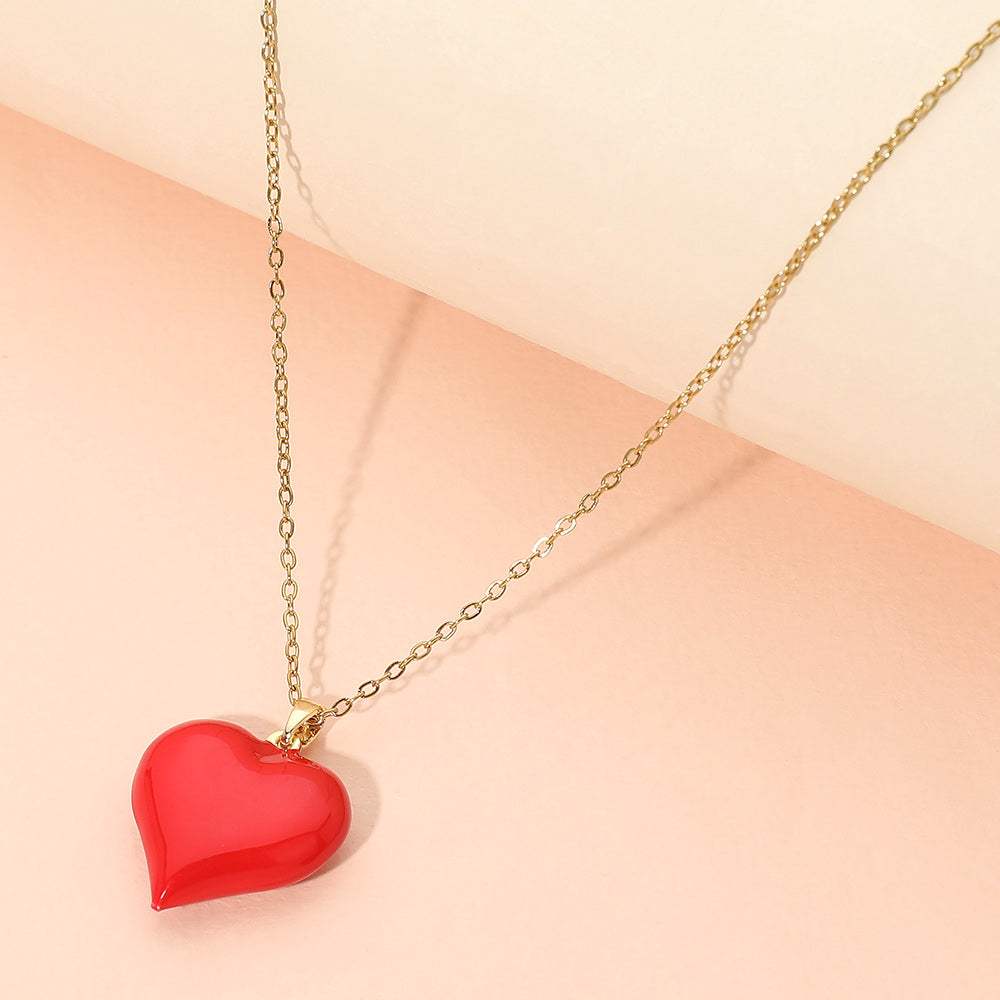Glossy Heart Pendant Stainless Steel Chain Necklace - Madeline Love - Flyclothing LLC
