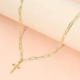 Stainless Steel Cross Pendant Paperclip Chain Necklace - Madeline Love - Flyclothing LLC