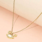 Stainless Steel Mother of Pearl CZ Stone Paved Crab Charm Pendant Necklace - Madeline Love - Flyclothing LLC