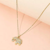 Stainless Steel CZ Stone Paved Elephant Charm Pendant Necklace - Madeline Love - Flyclothing LLC