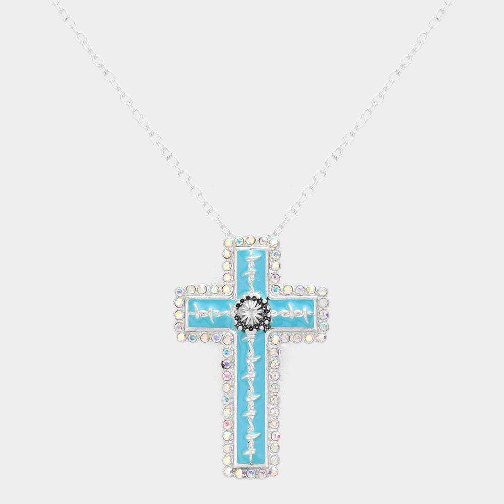 Enamel Cross Pendant Necklace - Madeline Love - Flyclothing LLC