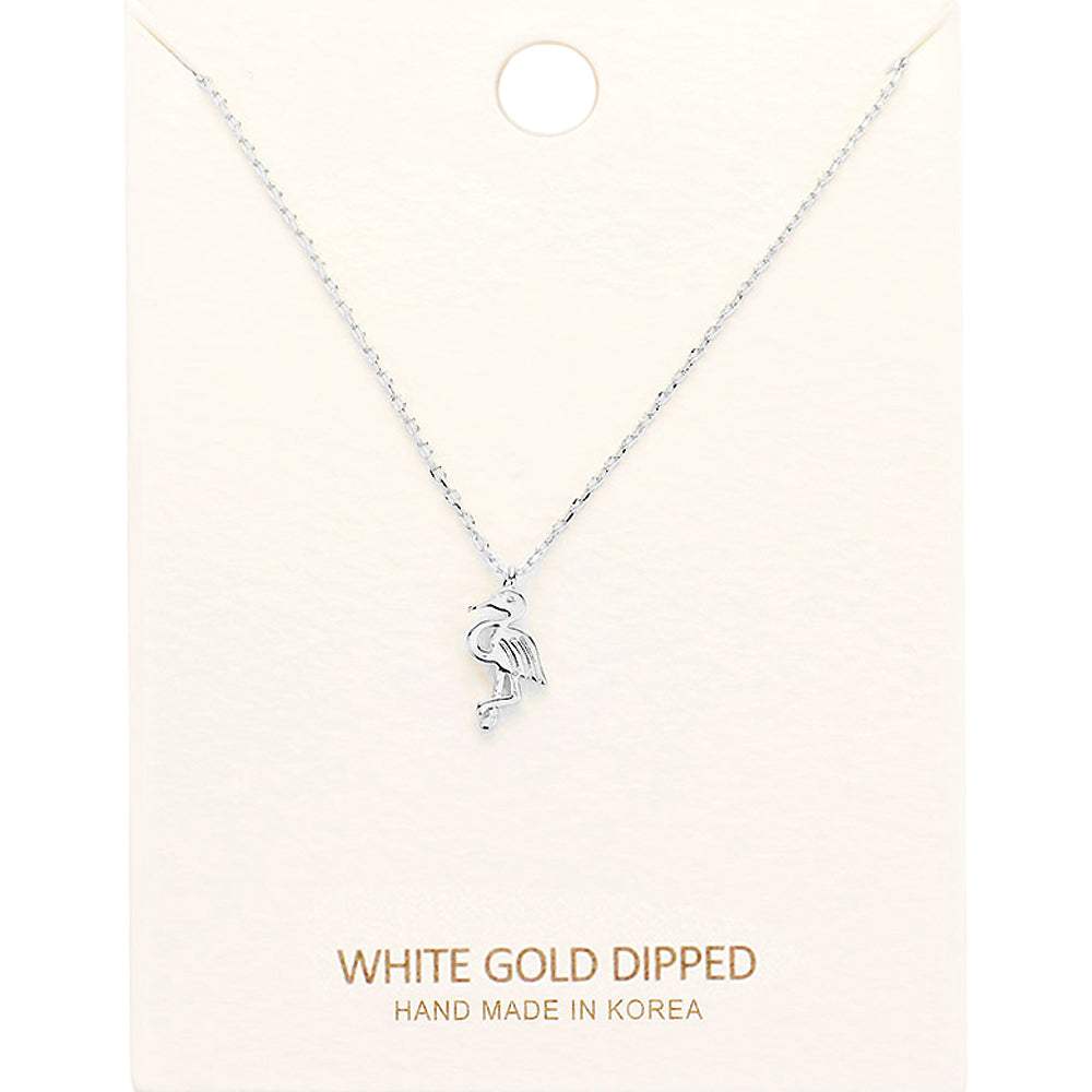 White Gold Dipped Flamingo Pendant Necklace - Madeline Love - Flyclothing LLC