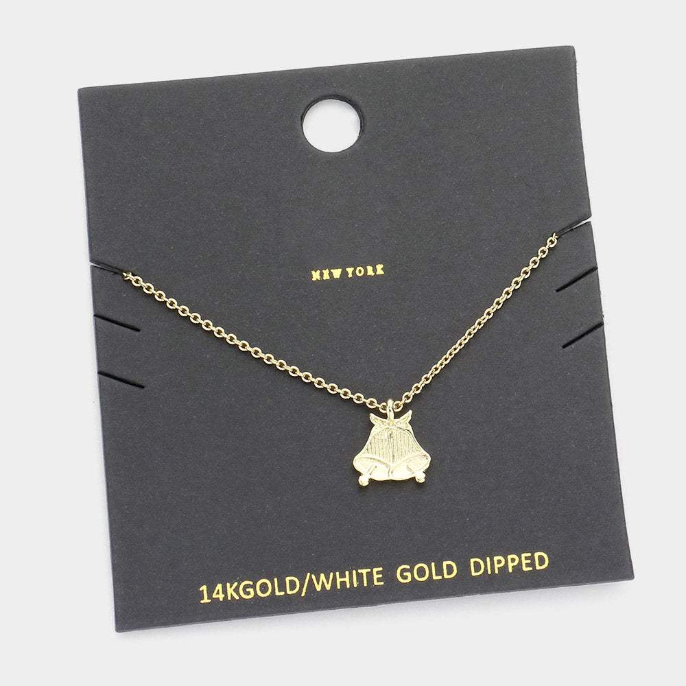 Gold Dipped Metal Jingle Bell Pendant Necklace - Madeline Love - Flyclothing LLC