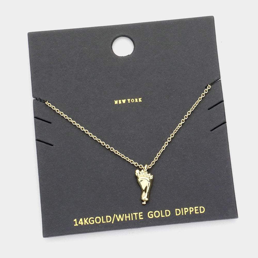 Gold Dipped Metal Foot Pendant Necklace - Madeline Love - Flyclothing LLC