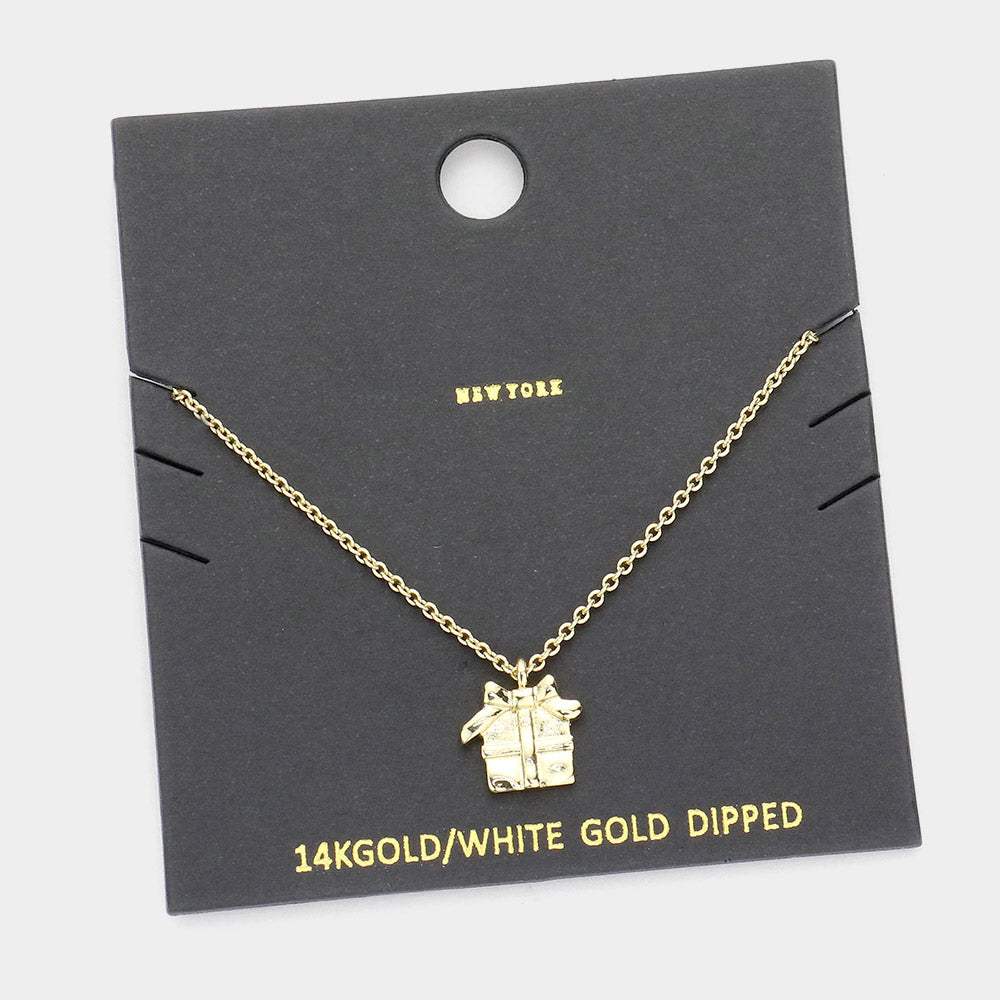 Gold Dipped Metal Christmas Gift Pendant Necklace - Madeline Love - Flyclothing LLC