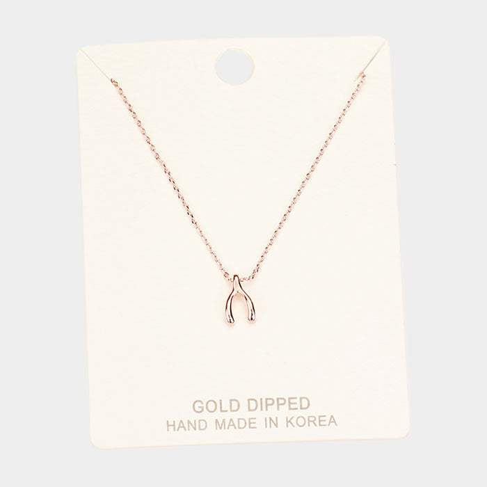 Gold Dipped Wishbone Pendant Necklace - Madeline Love - Flyclothing LLC