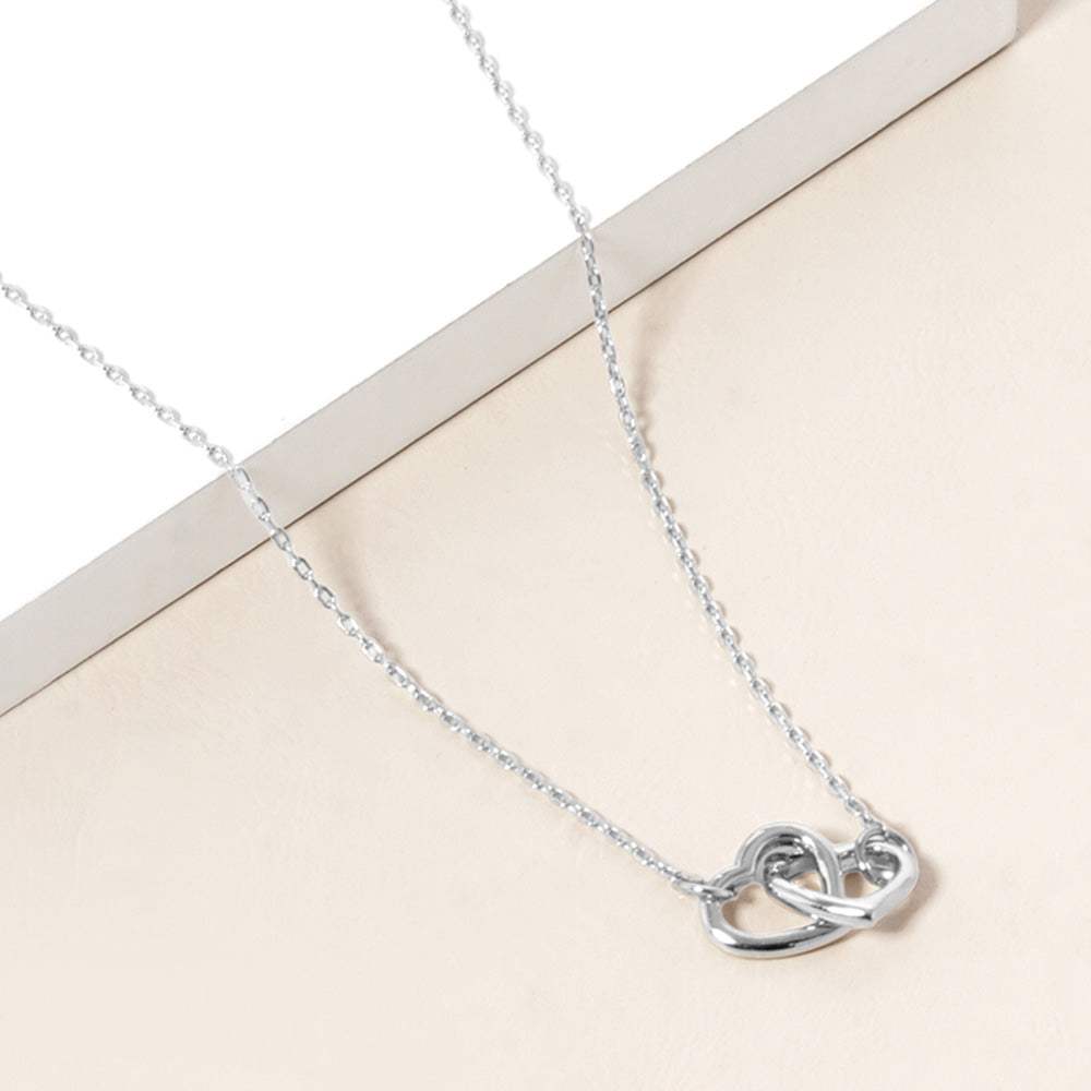 White Gold Dipped Double Heart Link Pendant Necklace - Madeline Love - Flyclothing LLC