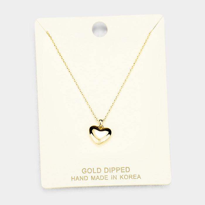 Gold Dipped Metal Heart Pendant Necklace - Madeline Love - Flyclothing LLC