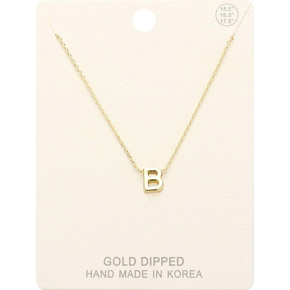 -B- Gold Dipped Initial Monogram Metal Pendant Necklace - Madeline Love - Flyclothing LLC