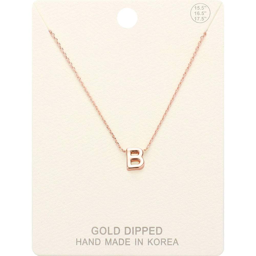 -B- Gold Dipped Initial Monogram Metal Pendant Necklace - Madeline Love - Flyclothing LLC