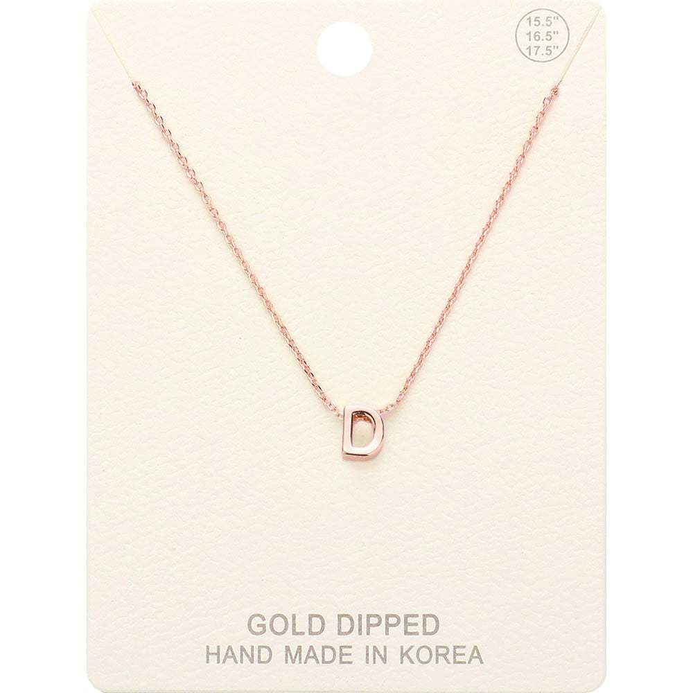 -D- Gold Dipped Initial Monogram Metal Pendant Necklace - Madeline Love - Flyclothing LLC