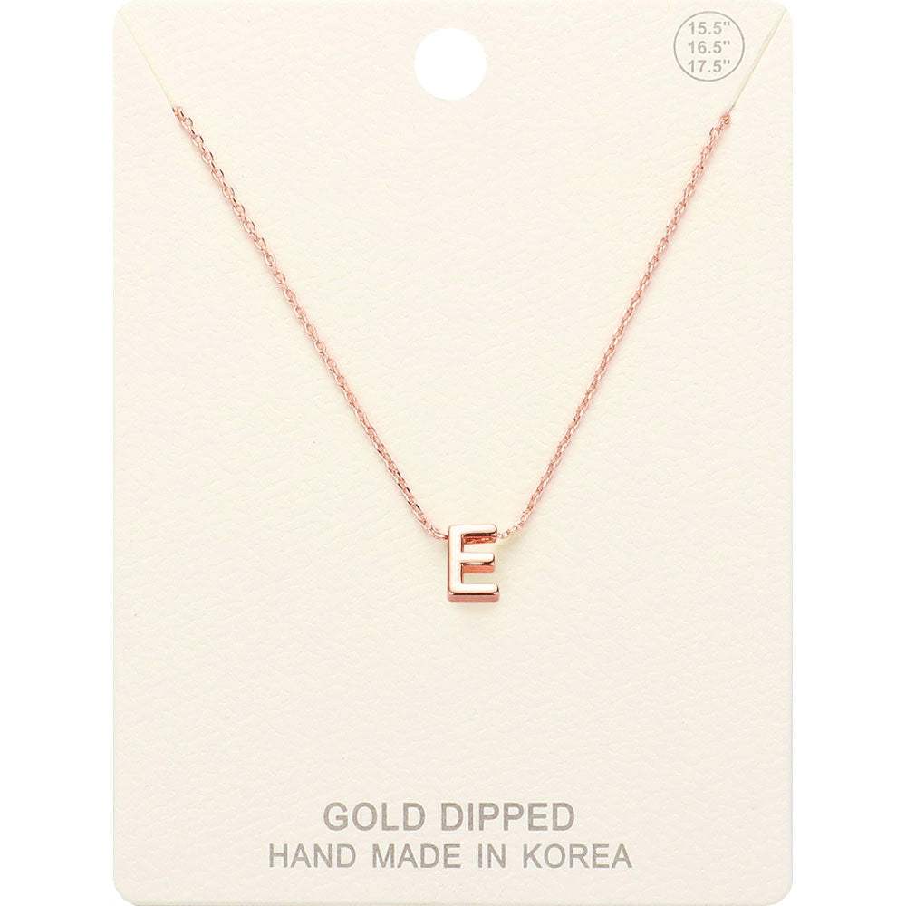 -E- Gold Dipped Initial Monogram Metal Pendant Necklace - Madeline Love - Flyclothing LLC