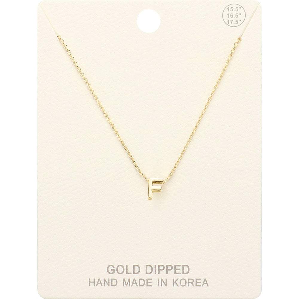 -F- Gold Dipped Initial Monogram Metal Pendant Necklace - Madeline Love - Flyclothing LLC