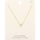 -F- Gold Dipped Initial Monogram Metal Pendant Necklace - Madeline Love - Flyclothing LLC