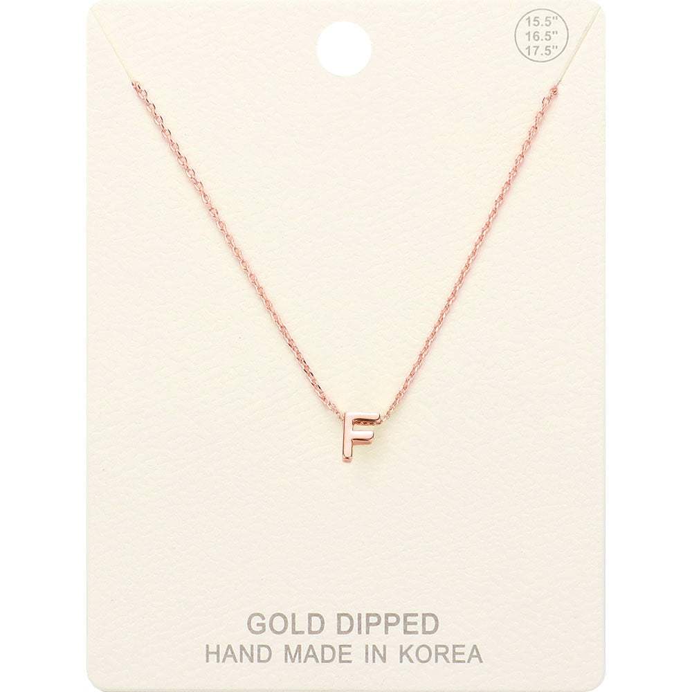 -F- Gold Dipped Initial Monogram Metal Pendant Necklace - Madeline Love - Flyclothing LLC