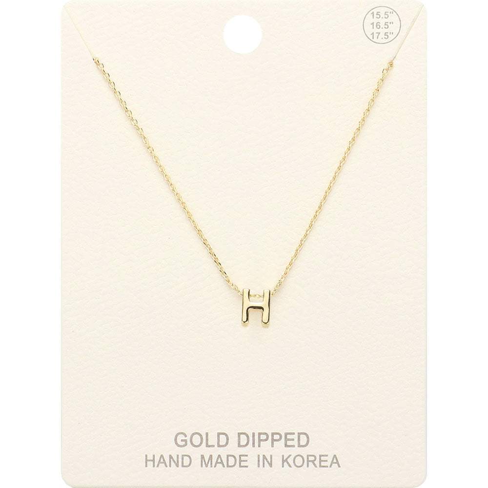 -H- Gold Dipped Initial Monogram Metal Pendant Necklace - Madeline Love - Flyclothing LLC