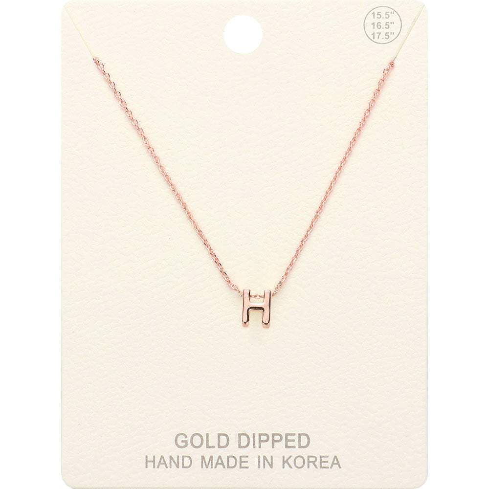 -H- Gold Dipped Initial Monogram Metal Pendant Necklace - Madeline Love - Flyclothing LLC