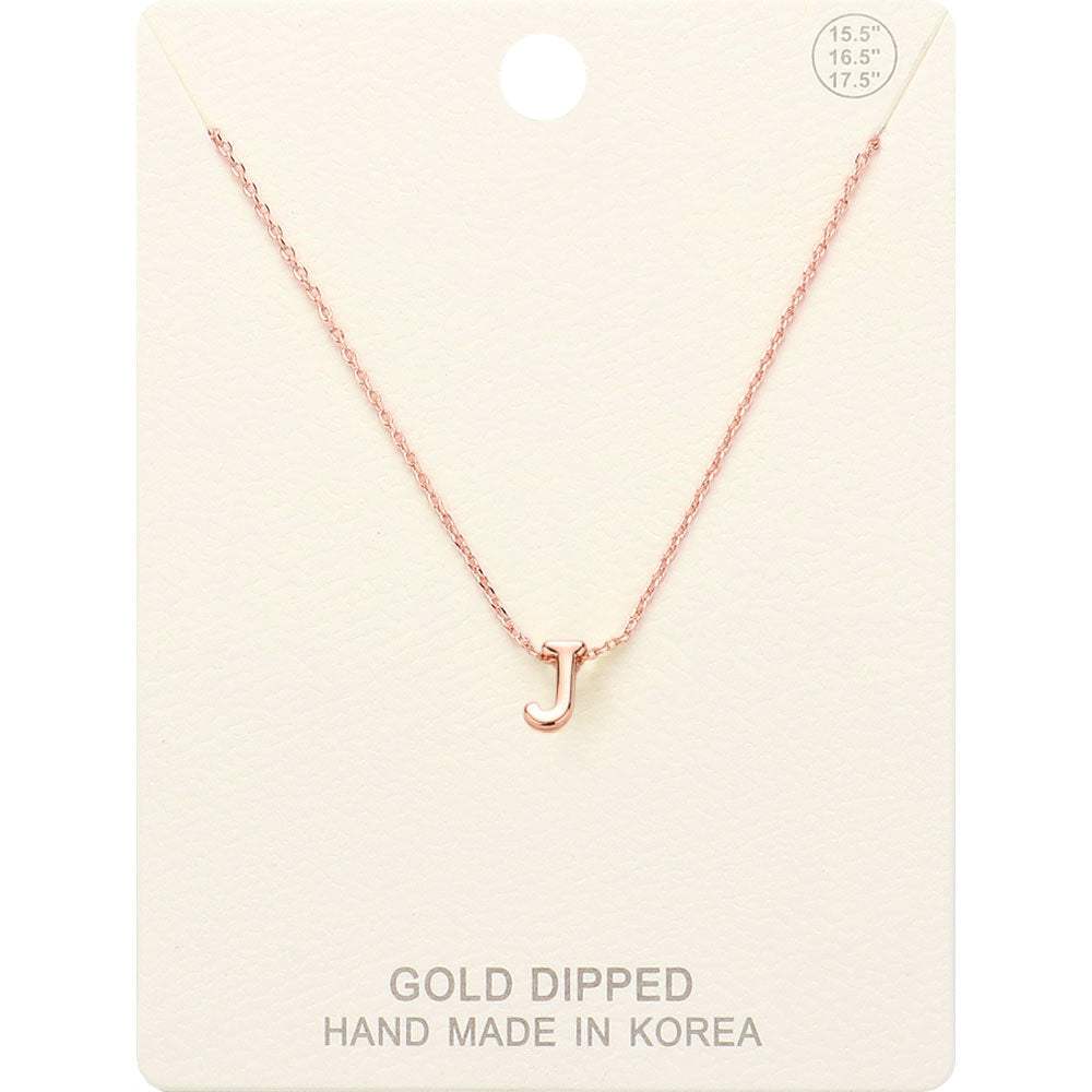 -J- Gold Dipped Initial Monogram Metal Pendant Necklace - Madeline Love - Flyclothing LLC