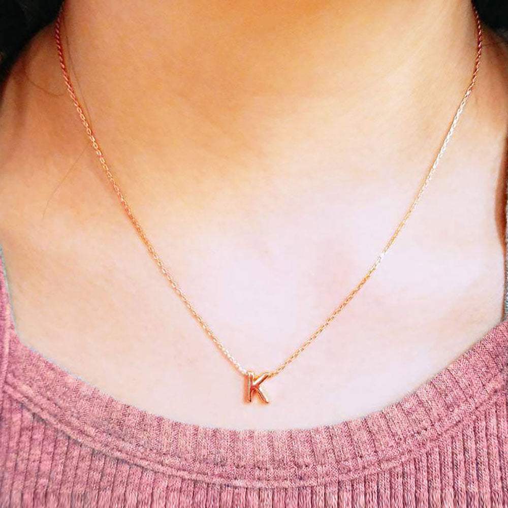 -K- Gold Dipped Initial Monogram Metal Pendant Necklace - Madeline Love - Flyclothing LLC