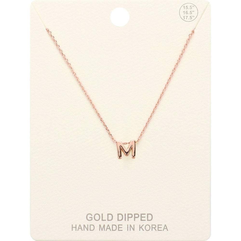 -M- Gold Dipped Initial Monogram Metal Pendant Necklace - Madeline Love - Flyclothing LLC