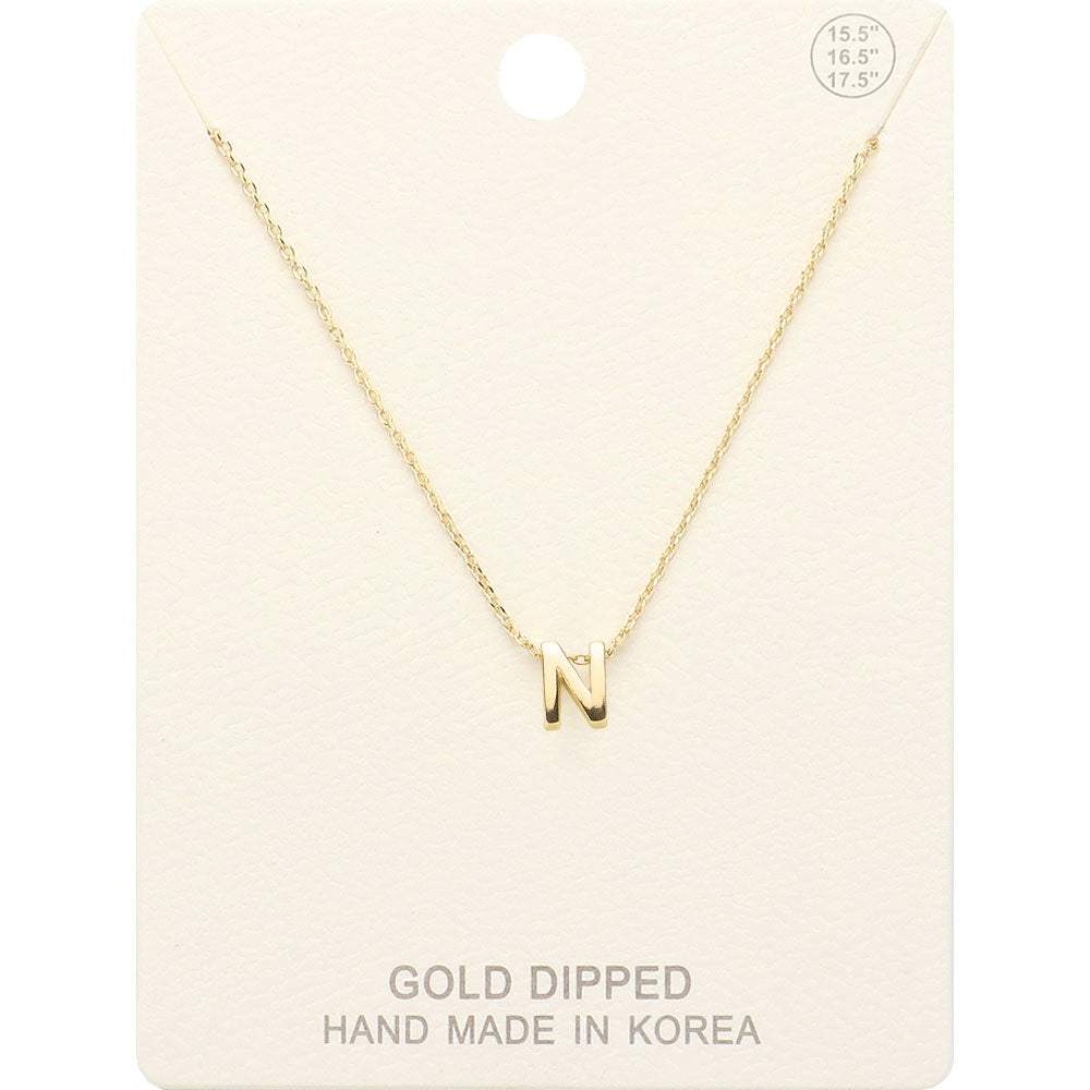 -N- Gold Dipped Initial Monogram Metal Pendant Necklace - Madeline Love - Flyclothing LLC
