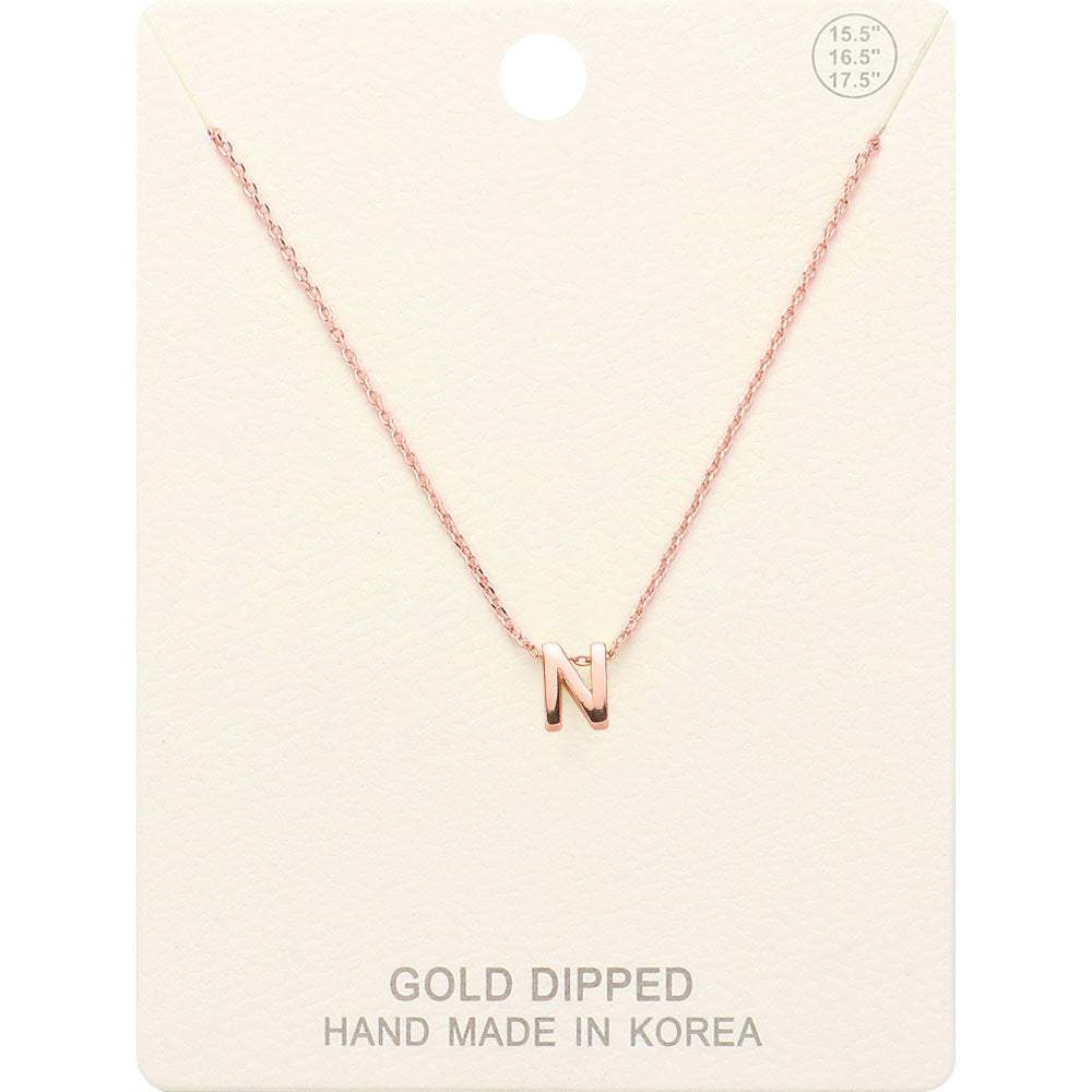 -N- Gold Dipped Initial Monogram Metal Pendant Necklace - Madeline Love - Flyclothing LLC