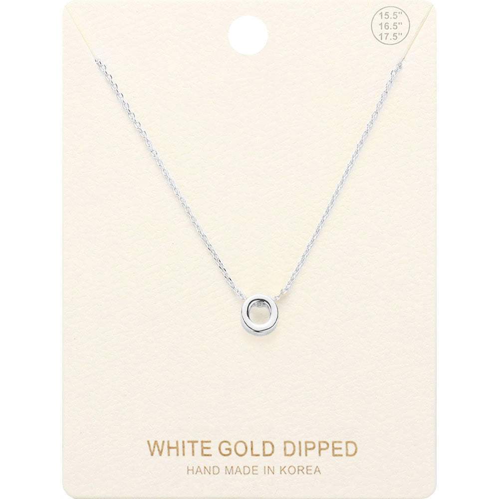 -O- White Gold Dipped Initial Monogram Metal Pendant Necklace - Madeline Love - Flyclothing LLC