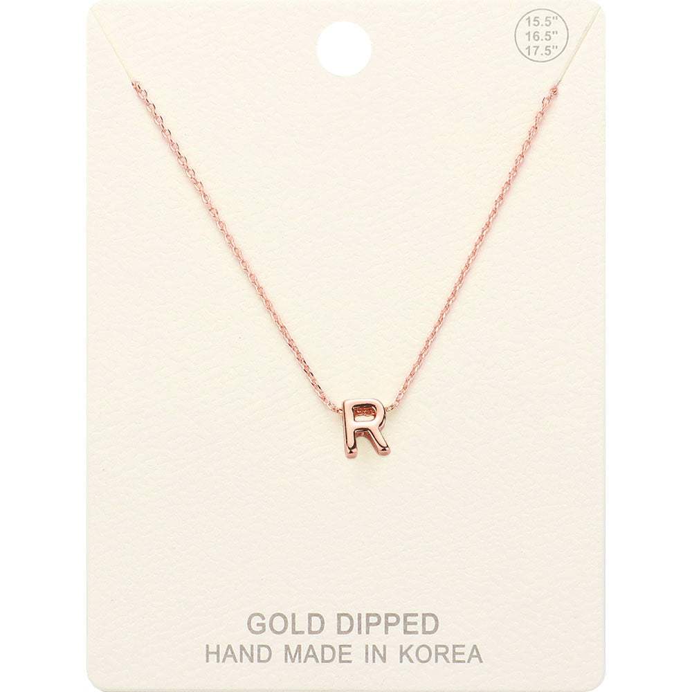 -R- Gold Dipped Initial Monogram Metal Pendant Necklace - Madeline Love - Flyclothing LLC