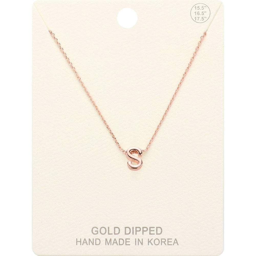-S- Gold Dipped Initial Monogram Metal Pendant Necklace - Madeline Love - Flyclothing LLC
