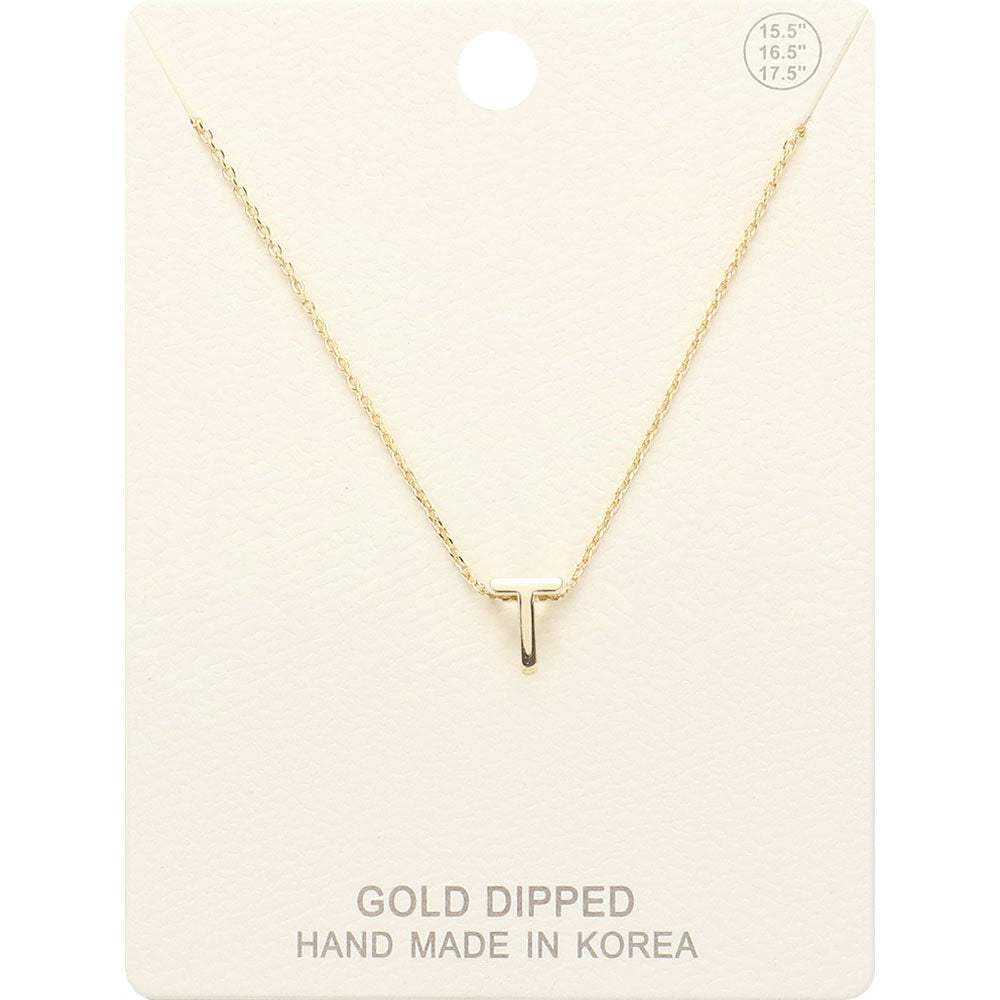 -T- Gold Dipped Initial Monogram Metal Pendant Necklace - Madeline Love - Flyclothing LLC